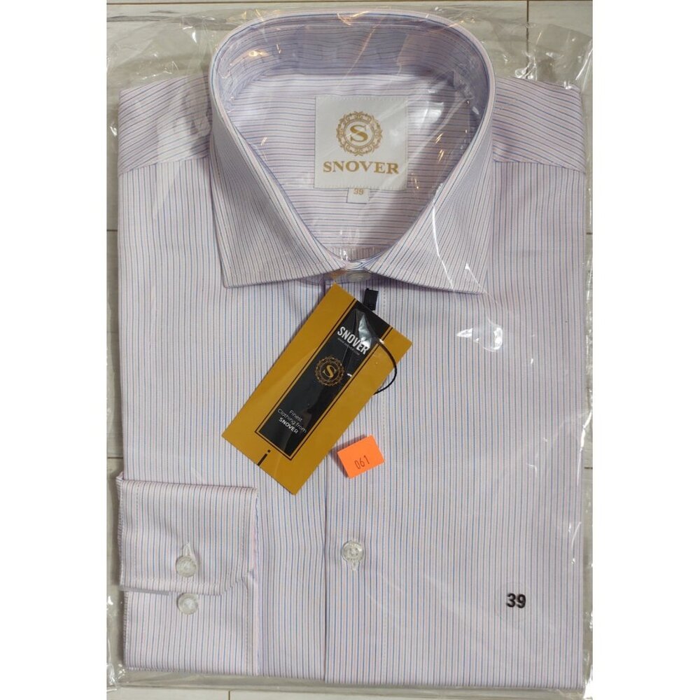 SNOVER Men’s Size 39 Neck Long Sleeve Button-Front Business Casual Dress Shirt